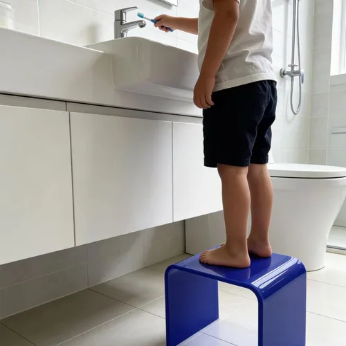Miniatura 6 de Taburete de acrílico de 13" de ancho para niños pequeños, soporte para plantas, multiusos como taburete resistente al agua para la ducha, taburete