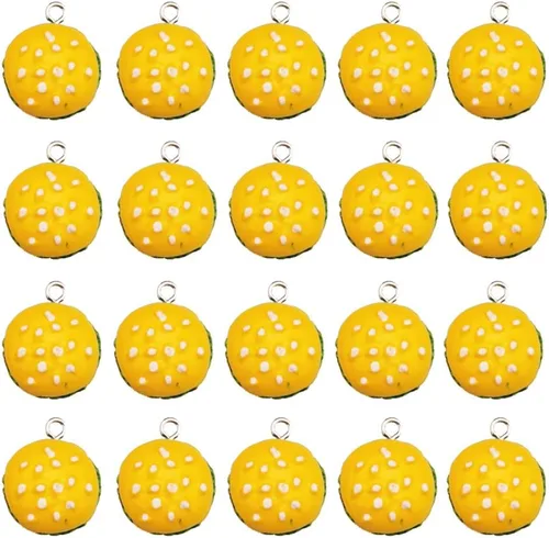 Miniatura 4 de Dijes hechos a mano de simulación de alimentos, lindas galletas de hamburguesa, papas fritas, chocolate, palomitas, dona, fresa, pastel, colgantes