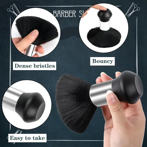Miniatura 4 de FEBSNOW Capa de peluquería profesional blanca para corte de pelo con cuello ajustable y cepillo de plumero para el cuello, suministros de peluquería