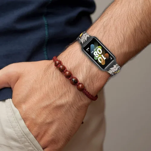 Miniatura 3 de FitTurn Paquete de 5 bandas deportivas ajustables de goma de silicona con estampado de camuflaje, accesorios para HUAWEI Band 7/Honor Band 7 Fitness