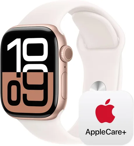 Miniatura 35 de Apple Watch Series 10 [GPS 42 mm] Smartwatch con caja de aluminio negro brillante y correa deportiva negra - M/L. Rastreador de fitness, aplicación