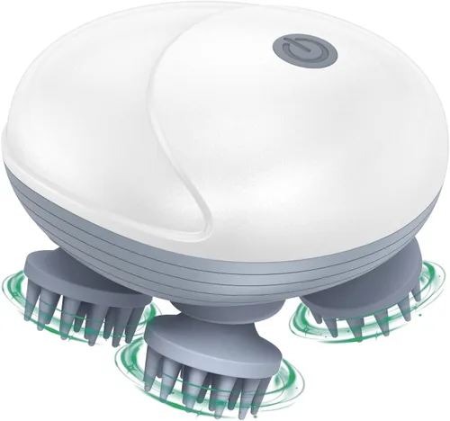 ORIA Masajeador eléctrico para el cuero cabelludo, masajeador de mascotas para perros y gatos, masajeador de cabeza impermeable con 4 cabezales de