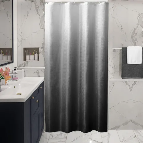 Miniatura 30 de Gibelle Cortina de Ducha Pequeña para Cabina 36 x 72 pulgadas, Cortina de Ducha de Tela Texturizada de Tejido Gofre Medio Estrecho para Baño, Beige