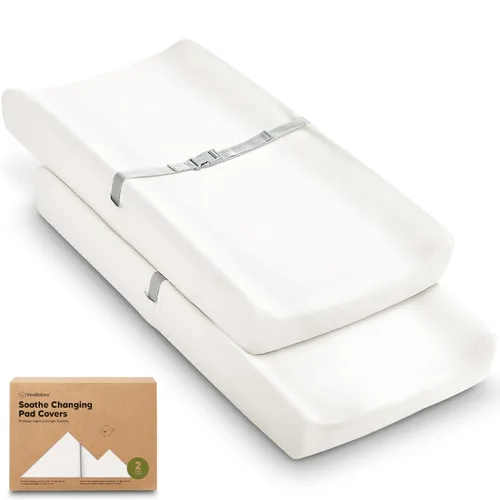 Miniatura 34 de Paquete de 2 fundas orgánicas para cambiador para niña, niño, neutro - 100% algodón, funda para almohadilla de mesa cambiadora, sábanas suaves