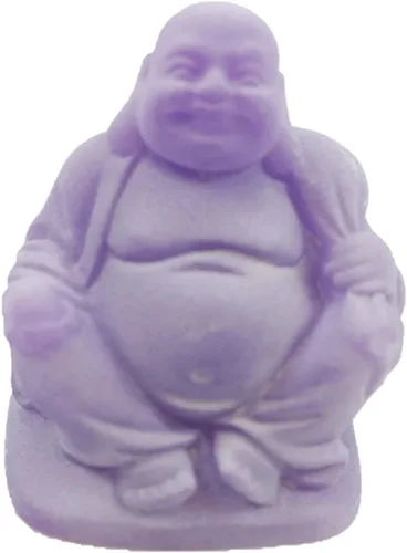 Miniatura 7 de Feng Shui - Juego de 6 figuras de Buda moradas de 3 pulgadas, color marfil, con cara feliz que brilla en la oscuridad, estatua de cristal verde
