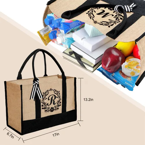Miniatura 33 de Bolsa de mano personalizada de yute para mujeres, regalos para el día de la madre, regalo de Navidad de cumpleaños para mujeres y amigas
