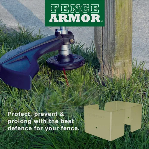 Miniatura 2 de Fence Armor Protector de poste de acero galvanizado 1 par de 3.5 x 3.5 x 3 pulgadas Protección contra podadoras de cuerda y daños en