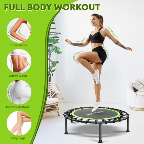 Miniatura 6 de ONETWOFIT 42"/45" Rebounder Trampoline for Adults, Silent Mini Trampoline Indoor Exercise Fitness Trampoline Bungee Rebounder Workout Max Load