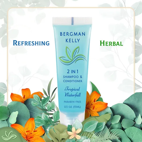 Miniatura 3 de Bergman Kelly - Champú y acondicionador 2 en 1 tamaño viaje - 0.5 fl oz, 200 PK, cascada tropical - Deleite a sus invitados con amenidades de champú