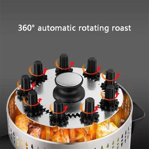 Miniatura 5 de Parrilla de barbacoa giratoria automática vertical sin humo para barbacoa con asador eléctrico para kebab, brochetas y asado para fiestas en casa