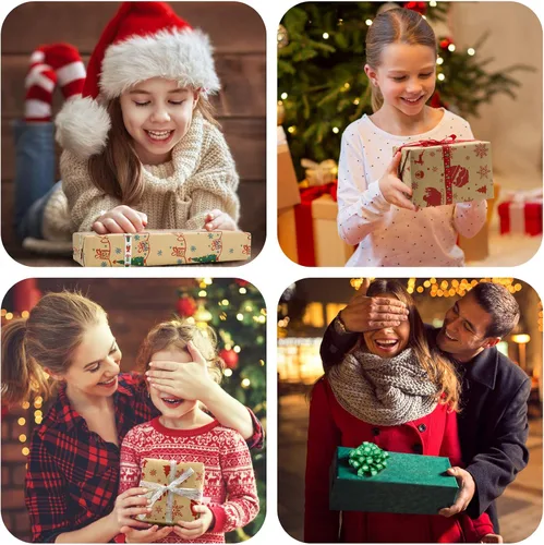 Miniatura 4 de Cintas de Navidad para envolver regalos, 60 yardas, cinta de grogrén plateado y dorado con purpurina para corona de Navidad, lazos y decoración