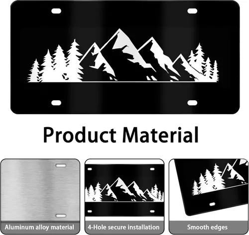 Miniatura 3 de Placa de matrícula de montañas, placa de matrícula frontal de montañas, placas de matrícula decorativas de aluminio, etiqueta de matrícula Pico1