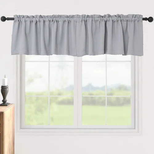 Miniatura 11 de Pickluc Cortinas opacas con cenefa de 18 pulgadas de largo, cortinas cortas con bolsillo para barra para ventana de cocina, baño, sala de estar