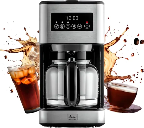 Melitta Aroma Serie Cafeteras de Goteo Programables Parent (Aroma Tocco Plus Negro y Acero Inoxidable 12 Tazas) con Paquete de 5 Filtros de Café