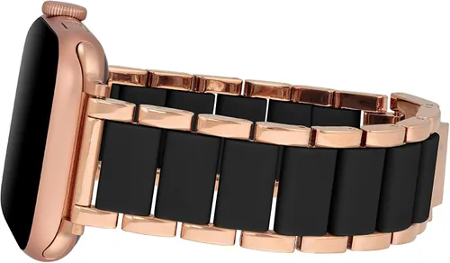 Miniatura 2 de Anne Klein Silicone Fashion Bracelet for Apple Watch, Secure, Adjustable, Apple Watch Replacement Band, Fits Most Wrists Negro/Oro rosa
