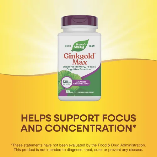Miniatura 4 de Nature's Way Ginkgold Max Advanced Ginkgo Extracto para agudeza mental, 1 x diario de 120 mg, 60