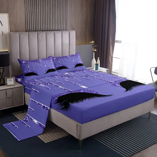 Miniatura 21 de Feelyou Sábanas de cama de lujo para niñas, juego de ropa de cama de lujo para niñas, juego de ropa de cama rosa jade ultra suave decoración