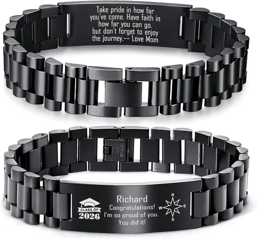 Miniatura 12 de MEALGUET Regalos de graduación para él, pulsera de graduación personalizable, regalo inspirador para graduados universitarios de clase de 2025