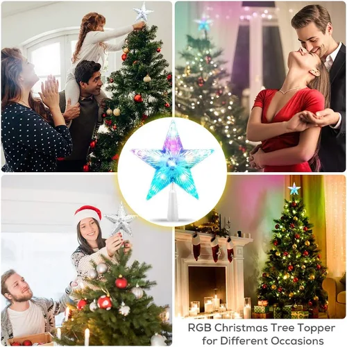 Miniatura 4 de Estrella para la Copa del Árbol de Navidad de 7" Estrella LED Iluminada para la Copa del Árbol c/Control Remoto, Estrella de 5 Puntas RGB Luz