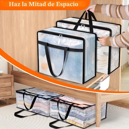 Miniatura 7 de TasticTotes Paquete de 6 bolsas de almacenamiento transparentes para edredón, ropa y ropa de cama, almacenamiento de mantas de plástico