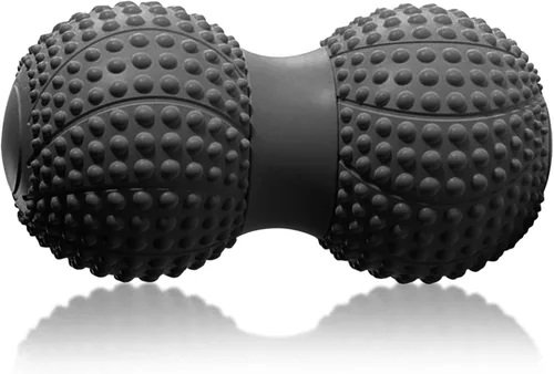 Bola de masaje de maní para tejido profundo, terapia de punto de activación, liberación miofascial - Rodillo de espuma de lacrosse doble para Negro