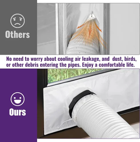 Miniatura 7 de Mxclimate Kit de ventana de aire acondicionado portátil, sello de ventana deslizante con protector de hojas, malla de ventilación de ventilación