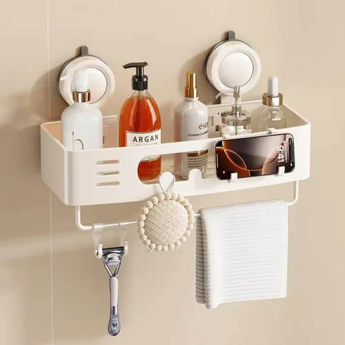 Miniatura 8 de Voldra Organizador de ducha esquinero con ventosa, estantes de ducha esquineros de aluminio para pared sin taladrar, organizador de ducha