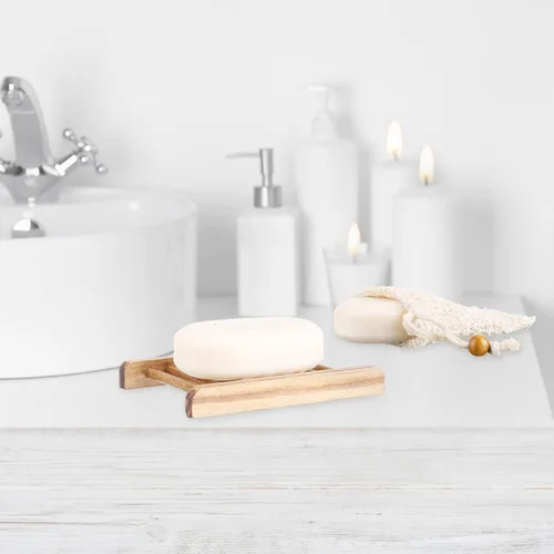 Miniatura 6 de Juego de 60 piezas de protector de jabón que incluye plato de madera, bolsa exfoliante, almohadillas protectoras a granel con autodrenaje, bolsa