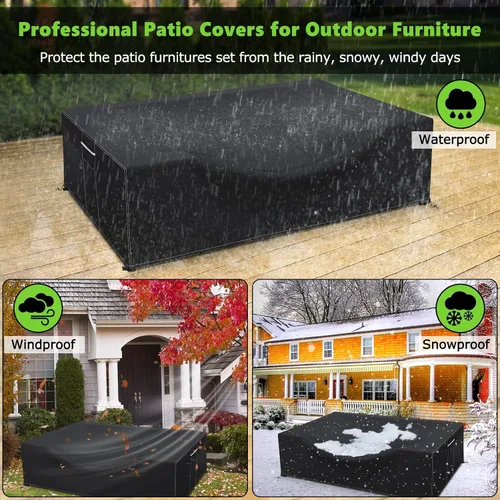 Miniatura 7 de Fundas para muebles de patio impermeables, resistentes 600D, fundas para muebles de exterior para sofá seccional exterior, resistente al desgarro