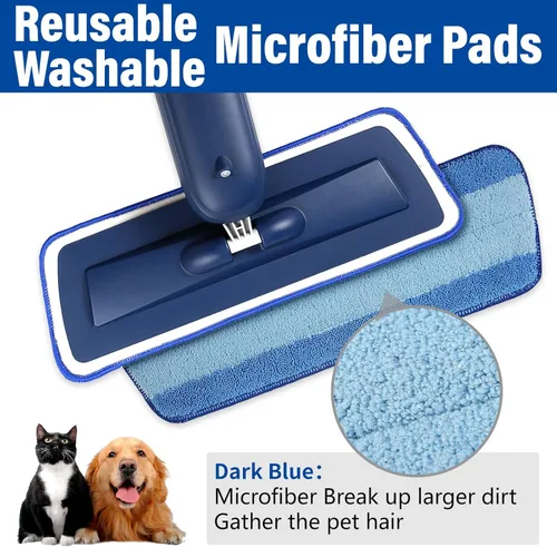 Miniatura 3 de PowerMop para limpieza de suelos con 3 almohadillas lavables, mopa de microfibra húmeda y seca con botella recargable de 24.3 fl oz para cocina