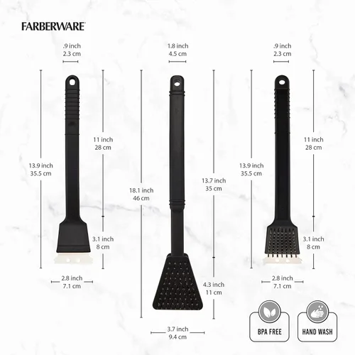 Miniatura 2 de Farberware Juego de 3 cepillos para parrilla, color negro