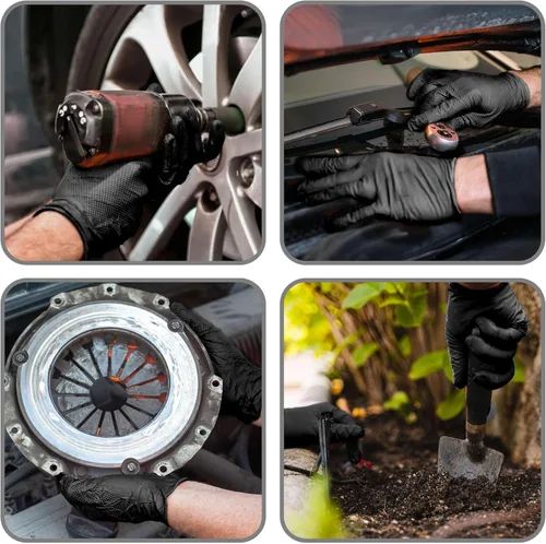 Miniatura 8 de WECARE Guantes de nitrilo de 8 mil, guantes de mecánico resistentes, con agarre de diamante, guantes desechables sin polvo ni látex