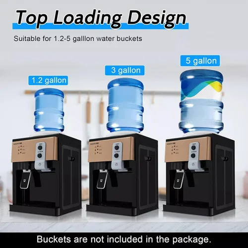 Miniatura 2 de Dispensador de agua para botella de 5 galones, dispensador de agua para encimera, dispensador de enfriador de agua caliente y fría con 3 ajustes