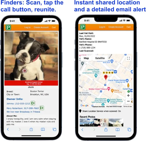 Miniatura 5 de Pet Dwelling Etiqueta de identificación ESA inteligente con NFC y código QR, etiqueta de animal de apoyo emocional para perros y gatos, alertas