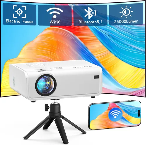 Miniatura 9 de Mini proyector, VOPLLS 1080P Full HD compatible con proyector de video, proyector de cine en casa portátil al aire libre, zoom del 50%, compatible