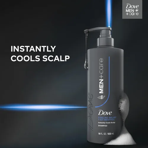 Miniatura 5 de Dove Men+Care Champú de 1 unidad de alivio refrescante para enfría instantáneamente el cuero cabelludo, con mentol helado, 18 onzas líquidas
