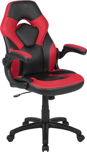 Miniatura 17 de Flash Furniture X10 LeatherSoft - Silla de juegos con respaldo alto estilo carreras con brazos abatibles, silla giratoria ergonómica acolchada