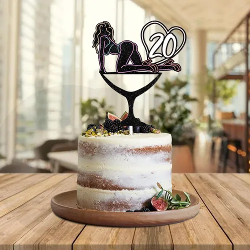 Miniatura 5 de Decoración para tartas con purpurina Crazy Girl 20 Let's Glow Crazy Party Theme Decor Supplies para mujeres y niñas, feliz cumpleaños, 20