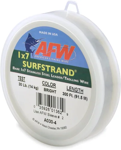 Miniatura 54 de Surfstrand Bare 1x7 Cable Líder de Acero Inoxidable - Línea Líder de Pesca para Agua Salada, 20lb Test - 325lb Test en Brillante, Camuflaje
