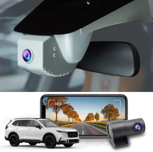 Miniatura 9 de FITCAMX Cámara de salpicadero delantera 2K+ trasera 1080P se adapta para Honda CR-V 2023-2026 híbrido (negro), estilo OEM integrado, video HD dual