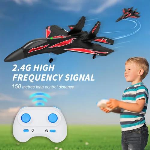 Miniatura 3 de Aviones de control remoto de espuma QFCST RC, juguetes de combate con control remoto, avión de combate RC de 2 canales 2.4Ghz con luz, aviones