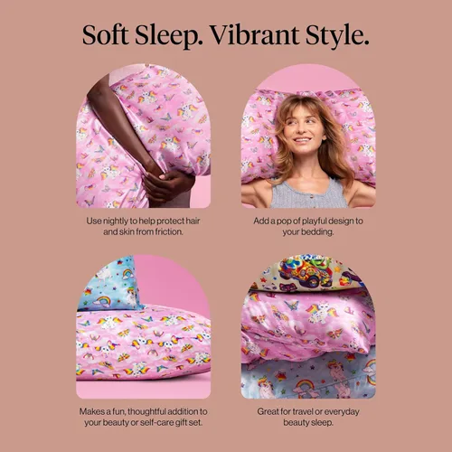 Miniatura 6 de Lisa Frank x Kitsch - Funda de almohada de satén con cremallera para cabello y piel, más suave que las fundas de almohada de seda, funda de almohada