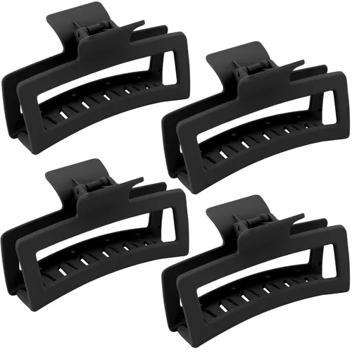 Miniatura 8 de ZYTJ Pinzas de garra negras extra grandes de 5 pulgadas para cabello grueso y largo, paquete de 4 clips de garra extra grandes, pinzas rectangulares