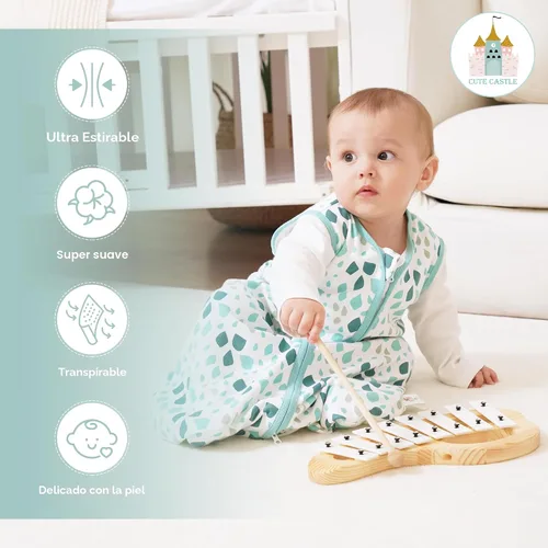 Miniatura 2 de Cute Castle Saco de dormir para bebé de 0 a 6 meses, ligero, 100% algodón, cremallera de 2 vías, TOG 0.5, manta de vestir para bebés, ropa de dormir