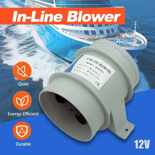 Miniatura 2 de Soplador en línea, ventilador de sentina 12 V 4 A, ventilador de sentina marina para barco ventilador fresco ventilación marina