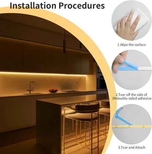 Miniatura 4 de Tira de Luces LED COB 3000K 80 pies/24M tira led blanca cálida regulable de alto lumen (2 rollos de 40 pies) Adaptador UL 24V Adhesivo Adecuado