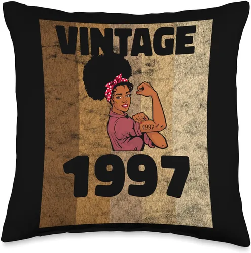 Vintage 1997 Limited Edition 26th Birthday Afro Girls Women Throw Pillow