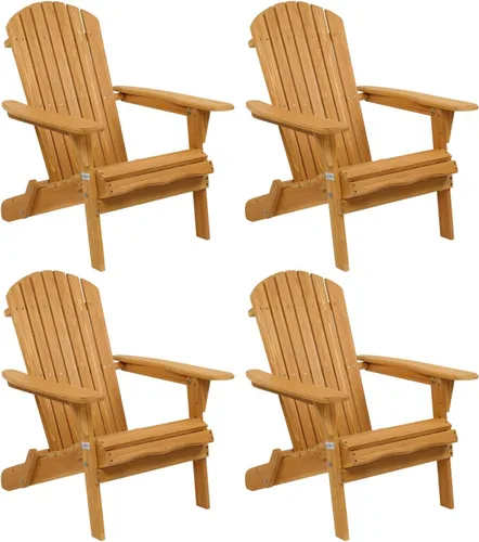Miniatura 11 de VINGLI Juego de 2 sillas Adirondack plegables de madera y juego de mesa, diseño ergonómico para fogata, tumbona plegable para patio al aire libre