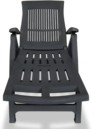 Miniatura 3 de Sillones de patio, tumbonas para exteriores, tumbona con reposapiés de plástico antracita, tumbonas para patio exterior, tumbona