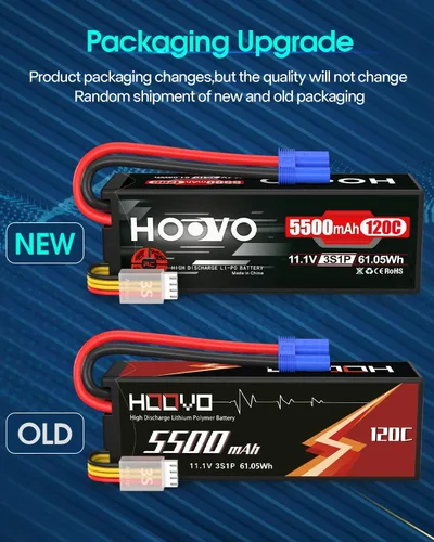 Miniatura 2 de HOOVO Batería Lipo 3S 11.1V 5500mAh 120C RC Batería Hardcase con EC5 Conector para RC Car Truggy Boat Truck Racing Modelos 2 Paquetes